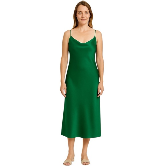 The Drop Anas Slip Dress Emerald Green Satin Midi – Size Small – New With Tags - Picture 7 of 7